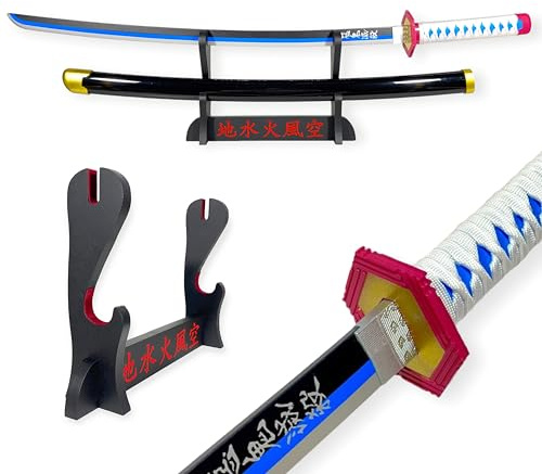 FÉENOMENN Katana Giyu Tomioka - Epée Lame Bois - Support Japonais Inclus