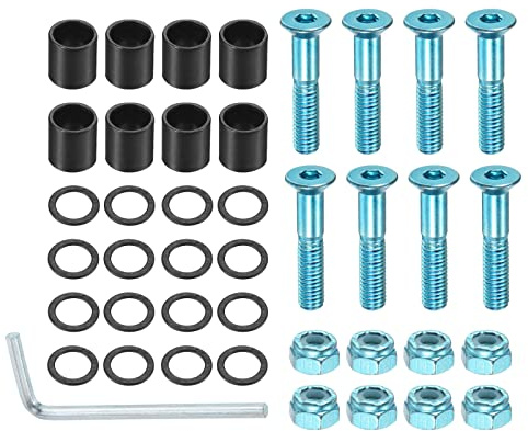 PATIKIL 8Stk 1 Skateboard Hardware Schrauben Bolzen Kit Sechskantschlüssel Teile mit Abstandshalter Unterlegscheiben Muttern Schraubenzieher für Skateboard Rad Zubehör Blau Schwarz