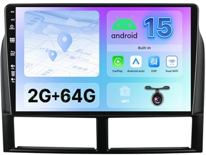 BXLIYER Android 15 IPS Autoradio Pour Grand Cherokee WJ (1998-2004) - 2G+64G - Sans fil Carplay + Android Auto - Caméra arrière GRATUITES - 2 Din 9 Pouce - Dab Volant BT WLAN 4G Fast-boot Split-Screen