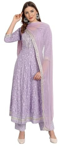 Rangnavi Kvinnor Rayon Anarkali Broderat Tryckt Anarkali Salwar Kamez