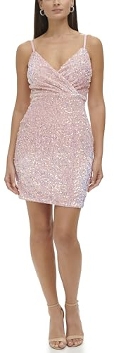 GUESS Minivestido de Terciopelo con Lentejuelas para Mujer, Color Rubor Multicolor, Talla 10, Blush Multi, 40