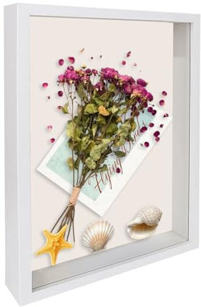 CTDMJ® 3D Shadow Box A4 Frame 23x32cm Deep Wooden Display for Tabletop or Wall - White 4.5CM