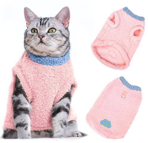 Haustier Pullover Weste, Weiche Baumwolle Katze Shirts, Warmer Winter-Katzenpullover für Katzen, Weiches Sweatshirt für kleine Hunde Katzen, Katze Pullover Weste für Kleine Hunde Katzen