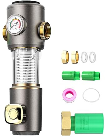 KUAIYIJU Intere case sistemi di filtraggio dell'acqua pre filtro filtro filtro con struttura in acciaio inossidabile calibro adatto ad uso domestico e cucina