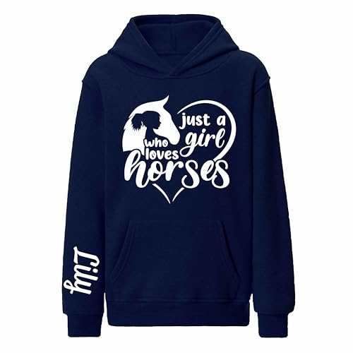 Personalised Horse Hoodie Kids Horse Riding Jumper Girls Boys 4N110