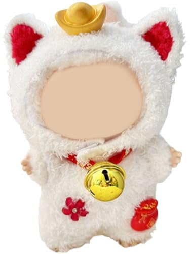 QIUTIMIY Clothes for 15/17cm Doll (No Doll), Fashion Outfit Set - Hat + Jumpsuit + Bell, Cute Dress Up Accessories (Kitten)