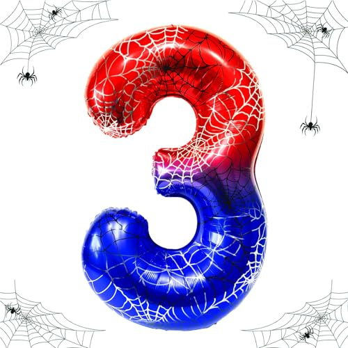 1 år Spider ballong siffra födelsedag, 40 tum ballong nummer spindelväv, folieballonger nummer pojke för tema födelsedagsfest dekorationer (3)