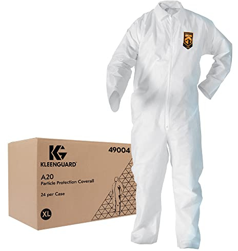 KleenGuard™ A20 Breathable Particle Protection Coveralls (49004), REFLEX Design, Zip Front, White, XL, 24 / Case