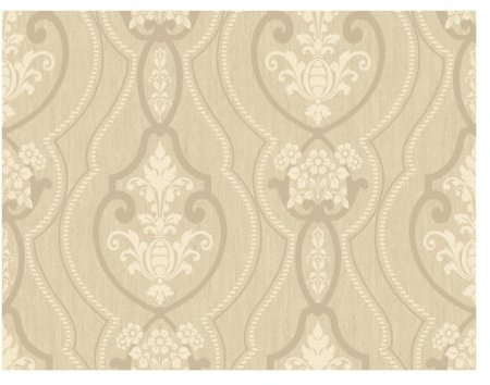 York Wallcoverings PC9014 Heritage Home Raised Ogee Damask Wallpaper, Linen Beige/Soft Cream/Pale Taupe