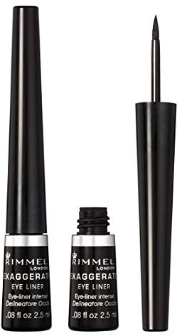 Rimmel London Scandaleyes Exaggerate Liquid Eyeliner, Intense Color, Long-Wearing, Waterproof, 001, Black, 0.08oz