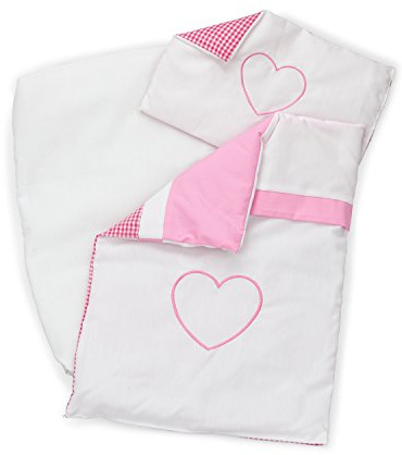 Woet® Pink Doll Bedding Set - Fits Bed or Pram - With Blanket and Pillow - Age 3 Years+