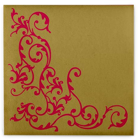 Mank 50 weihnachtliche stoffähnliche Airlaid Servietten Motiv Pomp Gold Rot ca. 40 x 40 cm 60g Linclass Airlaid 1/4-Falz, Weihnachtsservietten