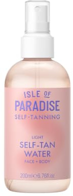 Isle of Paradise Self Tan Water Light (200 ml) Hydrating Self Tanning Water Natural Ingredients & Vegan