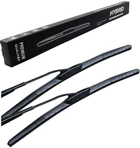600mm 450mm HYBRID 2x Front Scheibenwischer Premium Qualität Wischerblätter Set Scheibenwischerblätter Satz STARKE ANPRESSKRAFT für Frontscheibe mit Hakenbefestigung.