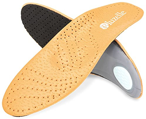 BLUZELLE Semelles Chaussures Cuir – Support Orthopédique Voûte Plantaire – CloudWalk – Lit de Pied Anatomique & Avant-Pied Plat 3mm avec Coussinet Talon – Marque Allemande, Taille:35/36