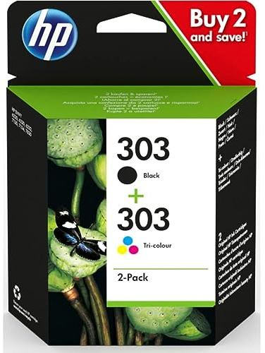 Original HP 303 Combo 1x T6N02AE und 1x T6N01AE für HP ENVY PHOTO 7130 All-in One Drucker, HP ENVY PHOTO 7800 All-in-One Drucker, HP ENVY PHOTO 7830 All-in-One Drucker, HP Tango (2RY54B)