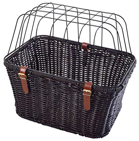 Ammaco Polyrattan Rear Mounted Pet Carrier Basket Bike Large Dog Puppy Cat Kitten Small Animal Shopping Luggage Basket Brown