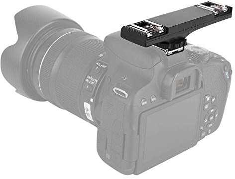 Tangxi Dual Hot Shoe Flash para Nikon y Canon I-TTL,Barra de extensión de Zapata Caliente Soporte de extensión de Zapata fría Soporte Doble Cámara réflex Digital Videocámara DV(para Nikon)