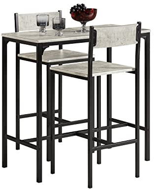 SoBuy Bartisch Set mit 2 Stühlen Platzsparendes Küchentisch-Set für 2 Personen, Hoher Esstisch mit Stühlen Essgruppe Bistrotisch Gartentisch für kleine Küche, Balkon oder Wohnzimmer möbel OGT03-HG