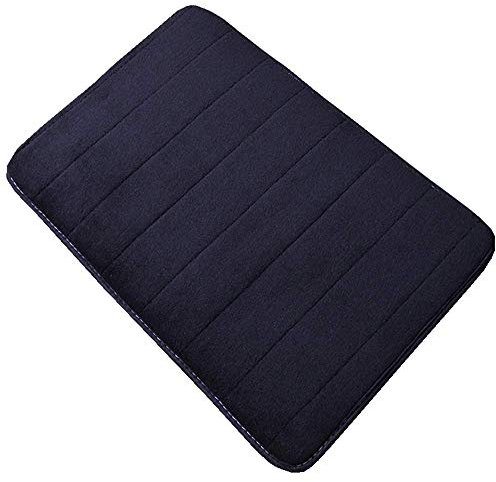 VSUSN Bathroom Mat Non Slip Bath Mat Memory Foam Bathroom Carpet, Microfiber, Rectangle, Absorbent, Easy to clean (Black, 30 x 50 cm)