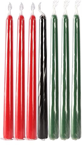 Lot de 7 bougies Kwanzaa Kwanzaa | Bougies coniques Kwanzaa 3 couleurs pour vacances, église, fête, maison