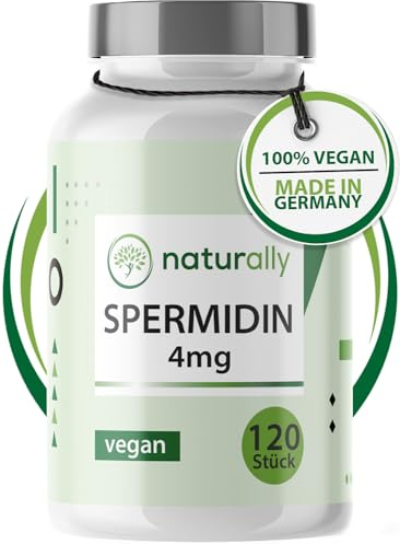 naturally Spermidin Kapseln hochdosiert [120 Stück] – NEU 6 mg pro Kapsel aus Weizenkeimen, Spermidin Pulver, vegan, ohne Zusätze