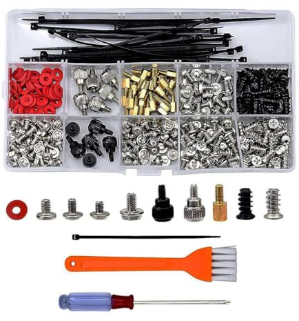 Tornillos de computadora ajustados, tornillo de PC para placas base, chasis, discos duros, con corbatas, cepillos y destornilladores, 362 piezas