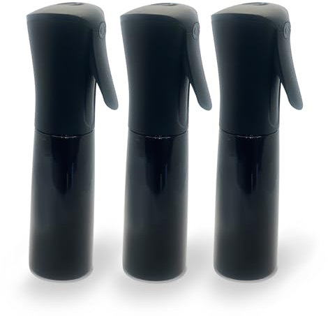 Bioxenic - Sprühflaschen schwarz, 110 ml, 3er Set, nachfüllbar, mit Verriegelung für unterwegs, Handtaschen-Format, ultrafeiner Sprühnebel