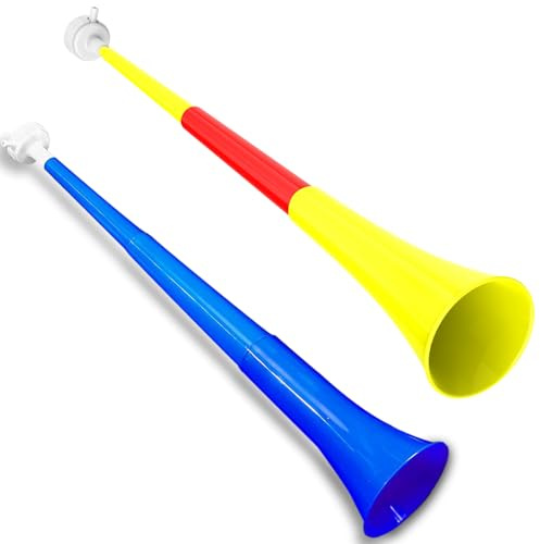 Collapsible Stadium Horn 24 Inch Vuvuzela Plastic Trumpet Horn Blow Horn Noisemakers Loud Sound Soccer Horn Cheer Horn for Sporting Events Graduation Games School Party Supplies Favors Accessories