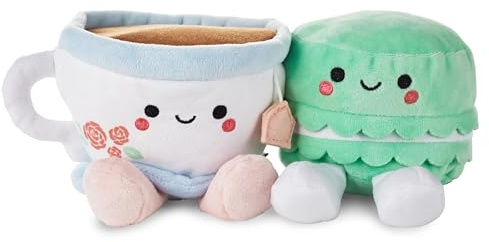 Hallmark Better Together Tea and Macaron Plush Set, 2 Pieces | Soft Polyester, Weighted Body & Feet, Embedded Magnets, Easy to Clean, Great for Birthdays, Anniversaries, Mother’s Day