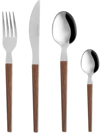 Set 24 posate in acciaio manico legno Diletta