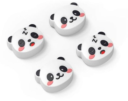 JINGDU Thumb Grips Compatible with Nintendo Switch 2 (2025) – 4pcs White/Glitter Panda Design Silicone Joystick Caps, Cute & Comfortable Controller Stick Cover Gifts for Kids & Gamers