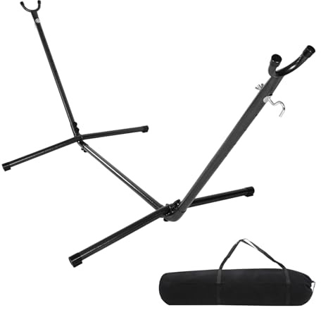 HOBBYZOO Support hamac Exterieur, Construction Robuste, Hauteur réglable | Il existe 6 niveaux de hauteur réglables, 2,80L x 1,09B x 1,04H m, Noir