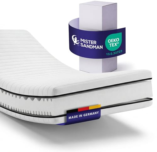 Mister Sandman Matelas 100x200, Épaisseur 15 cm, Mousse Froide Ergonomique 7 Zones de Confort, Soutien Équilibré Ferme, Réversible à Deux Faces, Certifié Oeko-TEX, Fabriqué en Allemagne