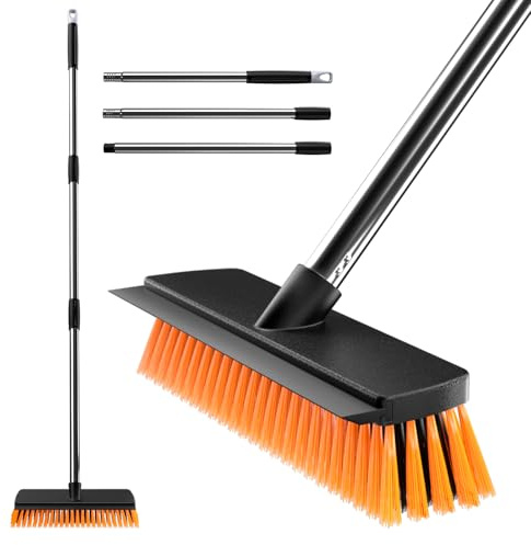 JiveSnip Escoba de Jardín de Alta Resistencia con Raspador de Goma, Cepillo para Exteriores para Barrer Patios, Entradas, Terrazas y Jardines (26cm)