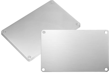 PATIKIL 4 Targhette Personalizzabili Vuote 304 Acciaio Inossidabile Spazzolato 12.5 x 8 cm Rettangolari Con Fori Per Incisione Laser Personalizzata Per Targhe Nome Casa Ufficio Fai
