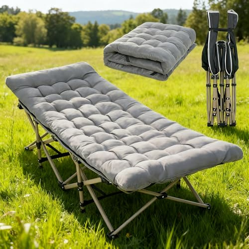Sensch Oversized Folding Camping Cot with Thick Mattress, 600LBS Weight Capacity, Portable Foldable Bed for Adults - Ideal for Camping, Home Office Nap, Beach & Travel (190 * 68CM)