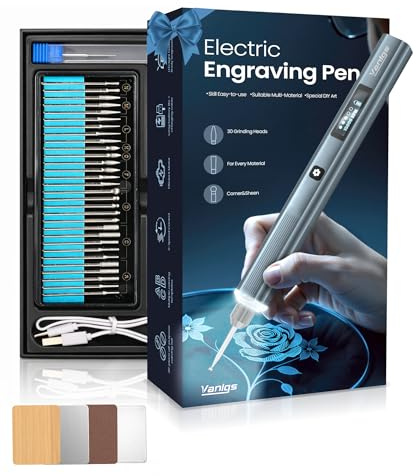 Engraving Pen Tool Kit,Cordless Rechargeable Engraver Pen Multi Tool with 31 Bits & LED Light,Adjustable Speed Electric Engraving Tool for DIY Etching on Metal Wood Glass Plastic Leather Engraver Kit
