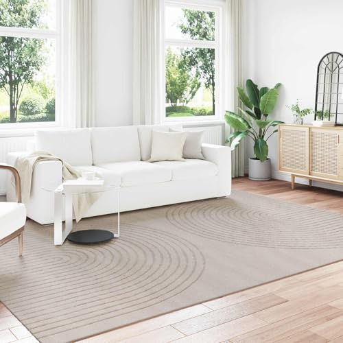 Kaloriko Områdesmatta, Galati, beige, 280 x 200 cm, polyester med halkfritt underlag, lättvårdad, maskintvättbar, lämplig för vardagsrum, hall, sovrum, flokati, golvvärme