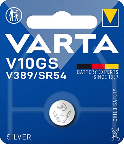 VARTA Batterien V10GS/SR54 Knopfzelle, 1 Stück, Electronics, 1,55V, kindersichere Verpackung, für elektronische Kleingeräte - Autoschlüssel, Fernbedienungen, Waagen
