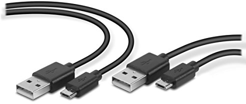 Speedlink STREAM Play & Charge USB Cable Set – 2 Ladekabel für DUALSHOCK-Controller der PlayStation 4, Länge 3 Meter, USB-A zu Micro-USB, Datenkabel, schwarz