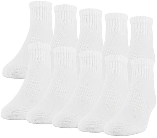 Gildan Men's Active Cotton Ankle Socks, 10-Pairs, White, Shoe Size: 6-12