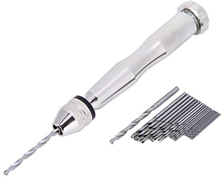 Handbohrer Modellbau, Handbohrer Ohne Strom, Handbohrer Holz, Silber 0,3 mm-3,6 mm Spiralbohrer mit 25 Pcs HHS Bohrern für Die Kunsthandwerkskunst Hängender Schmuck Oder Souvenirherstellung
