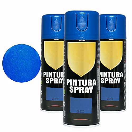 BESCH Pintura Spray 400ml para Metal/Madera/Plástico (Azul Metalizado, 400 ml (Paquete de 3)
