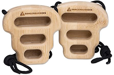 Danger Buddies Eco-Strong Bamboo Hangboards – Portable Wood Rock Climbing Rock Ring Fingerboards