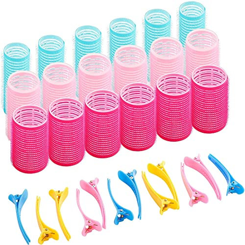 30Stück Lockenwickler Set Mesh Lockenwickler Friseurwerkzeuge DIY Lockenwickler 44 mm 36 mm und 25 mm 12 Entenschnabelclips für Curling und Haarstyling Zufällige Farbe Größe (Rollen + Clips)