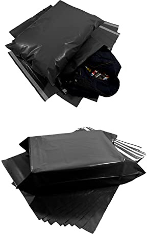 Lot de 5 grands sacs postaux en plastique noir avec fermeture autocollante de 60 cmx45 cm, chaussures, grands sacs postaux