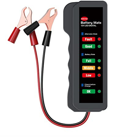 Détecteur de batterie de voiture Riloer, testeur d'analyseur de batterie numérique 12 V, avec testeurs de batterie d'affichage de lumières LED, outil de diagnostic de moto de voiture