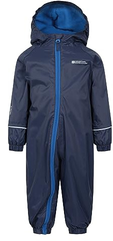 Mountain Warehouse Spright Junior Waterproof Rain Suit - Extra Warm with Taped Seams & Fleece Lining, For Boys & Girls - Spring Summer, Wet Weather, Outdoors Navy Baby Size 9-12 Months