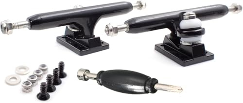 SPITBOARDS 32 mm Fingerboard Pro Trucks, avec Real Lock-Nuts, Single Axis, Hard Kingpins, Uréthane Rubber Ring Bushings, Baseplate Solide, Hangers optimisés, Largeur 32mm (Noir)